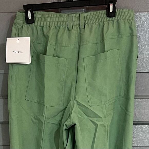 Mott50 Gabrielle Cargo Trouser Pant Matcha Green Soild Pants Sz L NWT - Picture 3 of 8